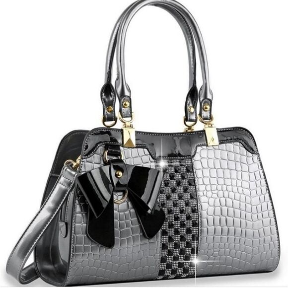 Gorgeous Black and Gray Boho Rhinestone Bling Shoulder Handbag Purse - Picture 1 of 5